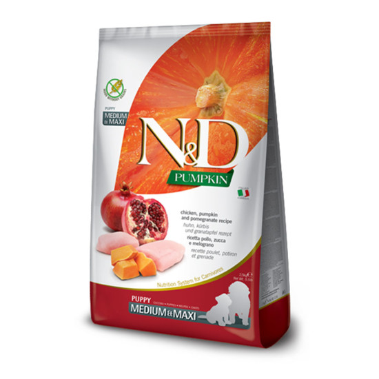 N&D Dog Pumpkin, Chicken & Pomegranate Puppy Medium and Maxi 12kg