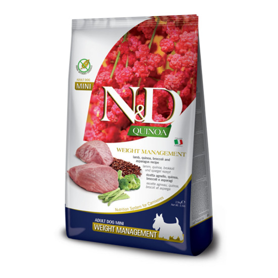 N&D Dog Quinoa Weight Management Lamb, Broccoli & Asparagus Adult Mini 7kg