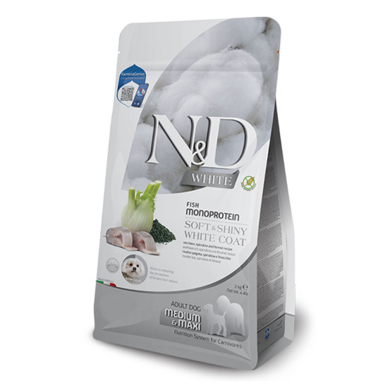 N&D Dog White Sea Bass & Spirulina Adult Medium and Maxi 2kg