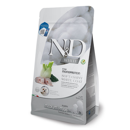 N&D Dog White Sea Bass & Spirulina Puppy Medium and Maxi 2kg