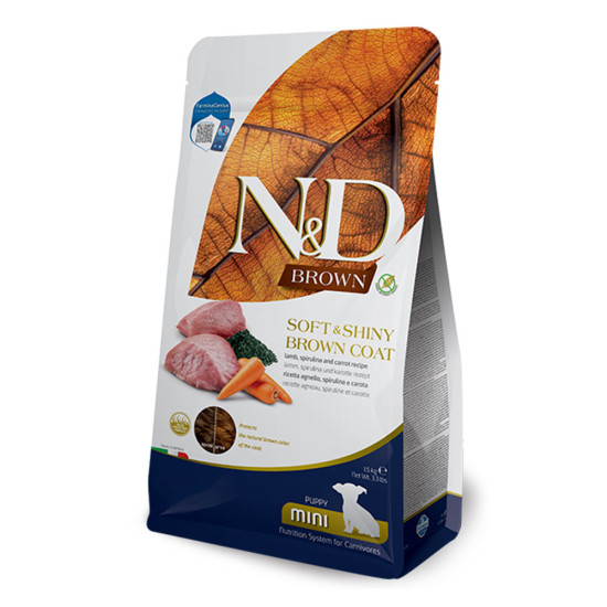 N&D Dog Brown Lamb & Spirulina Puppy Mini 1,5kg
