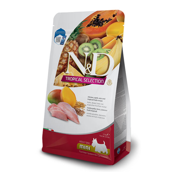 N&D Dog Tropical fruits Chicken Spelt & Oats Adult Mini 1.5kg