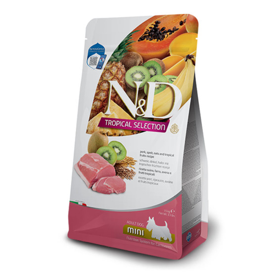 N&D Dog Tropical fruits Pork Spelt & Oats Adult Mini 1.5kg