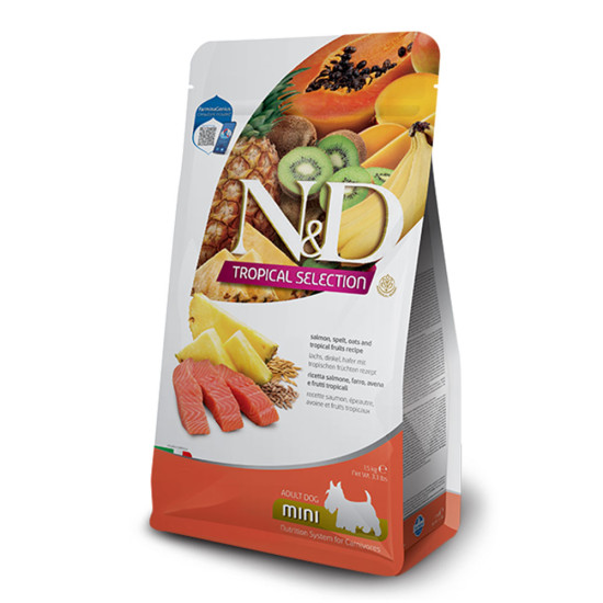 N&D Dog Tropical fruits Salmon Spelt & Oats Adult Mini 1.5kg