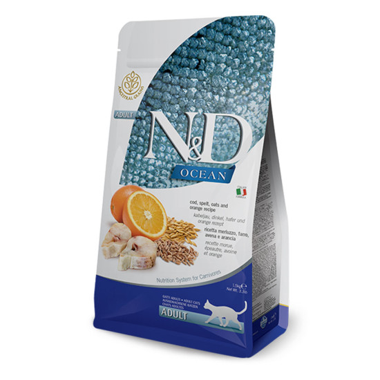 N&D Cat Ocean Codfish, Spelt, Oats & Orange Adult 5kg