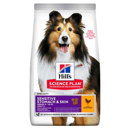 Hill's Science Plan Sensitive Stomach & Skin Adult Medium DOG με Κοτόπουλο 14kg
