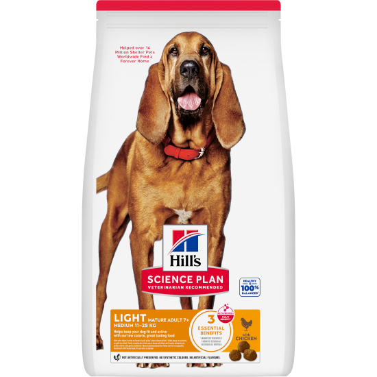 Hill's Science Plan Light Mature Adult Medium DOG με Κοτόπουλο 14kg