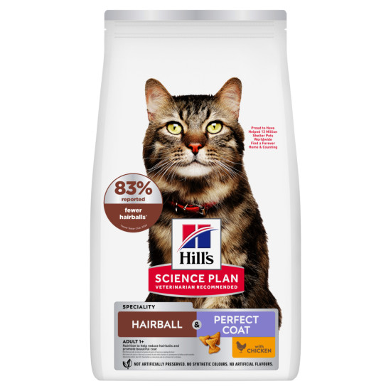 Hill's Science Plan Hairball & Perfect Coat Adult CAT με Κοτόπουλο