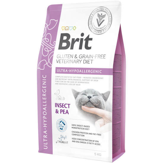 Ξηρά Τροφή Γάτας Brit Veterinary Diet Cat Grain Free Ultra-Hypoallergenic Insect & Pea 5kg