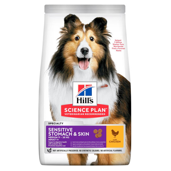 Hill's Science Plan Adult Medium Sensitive Stomach & Skin 2,5kg με κοτόπουλο