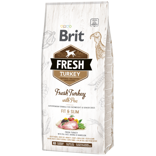 Brit Fresh -  Turkey Light & Senior Fit & Slim DOG 12kg